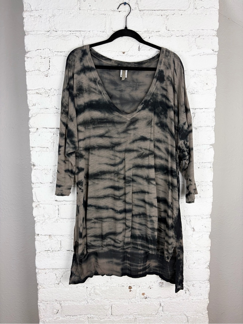 XCVI Tie Dye High Low Hem Tunic Dolman Modal Cotton Rayon Top XL